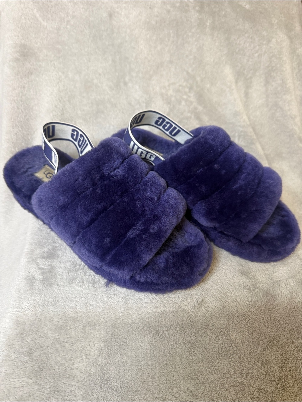 UGG Fluff Yeah Plush Purple Faux-Shearling Slide Sandals